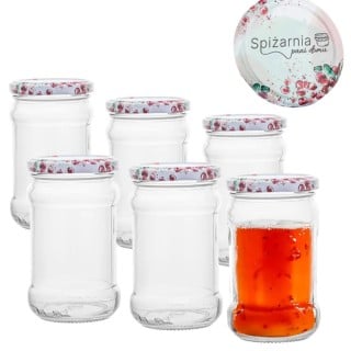 Słoiki szklane 315 ml na przetwory Spiżarnia Pani Domu z zakrętką w zestawie 6 szt Altom Design