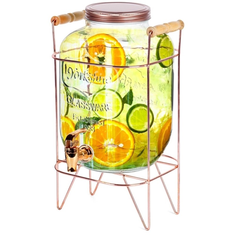 Słój szklany z kranikiem 5.5 L z złotym stojakiem do lemoniady napojów wody Vilde