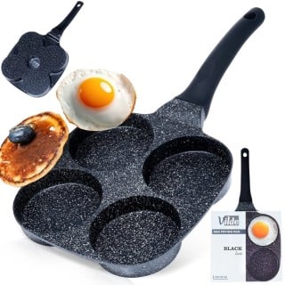 Patelnia granitowa do jajek i pancake 4 otwory BLACK LINE 19x19 cm Vilde