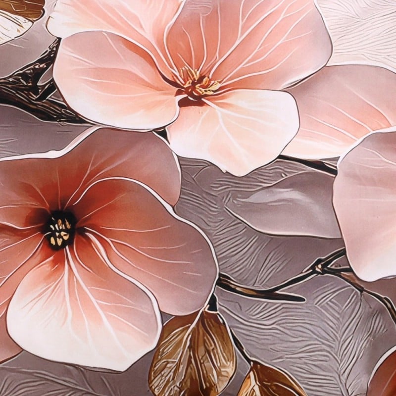 Pościel 160x200 bawełna satynowa wzór 5D dwustronna GierekHoff gruba 3 części GH 3123 Pudrowy Ogród