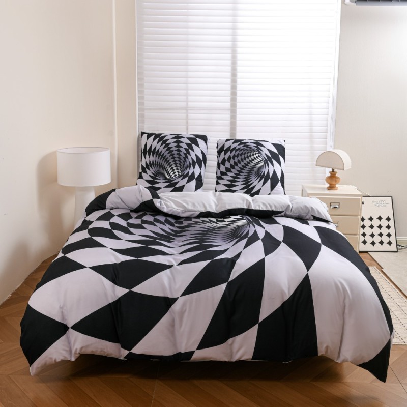 Pościel 140x200 bawełna satynowa wzór 5D dwustronna GierekHoff gruba 2 części GH 3128 Hipnotyczny Tunel