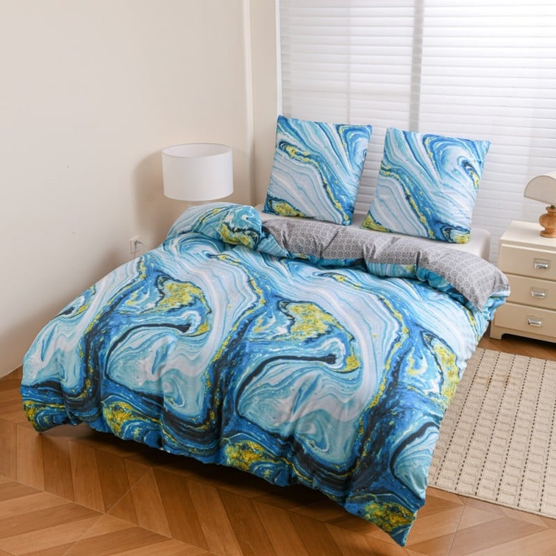 Pościel 140x200 bawełna satynowa dwustronna GierekHoff gruba 2 części GH 3132 Plisowana Iluzja