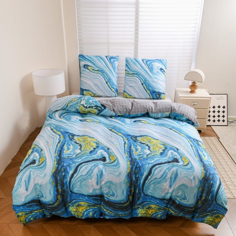 Pościel 160x200 bawełna satynowa dwustronna GierekHoff gruba 3 części GH 3132 Plisowana Iluzja