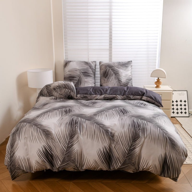 Pościel 160x200 bawełna satynowa dwustronna GierekHoff gruba 3 części GH 3133 Księżycowa Paproć