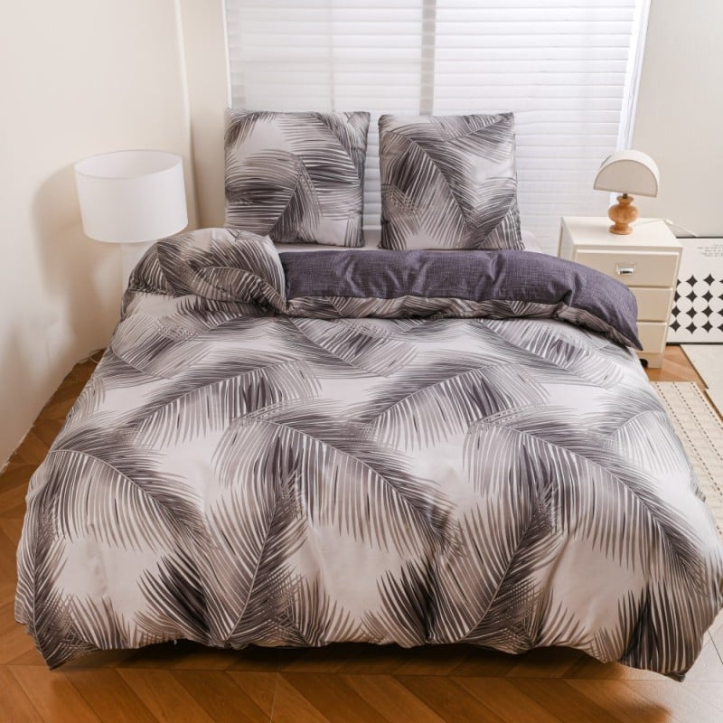 Pościel 200x220 bawełna satynowa dwustronna GierekHoff gruba 3 części GH 3133 Księżycowa Paproć