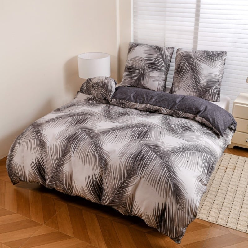 Pościel 200x220 bawełna satynowa dwustronna GierekHoff gruba 3 części GH 3133 Księżycowa Paproć