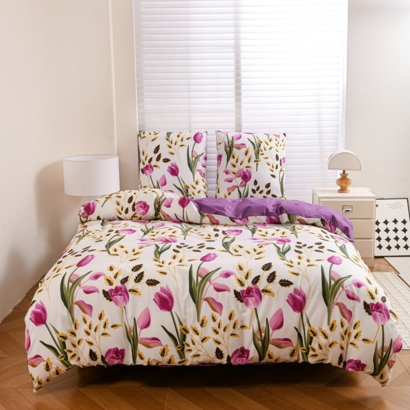 Pościel 140x200 bawełna satynowa dwustronna GierekHoff gruba 2 części GH 3136 Wiosenna Energia