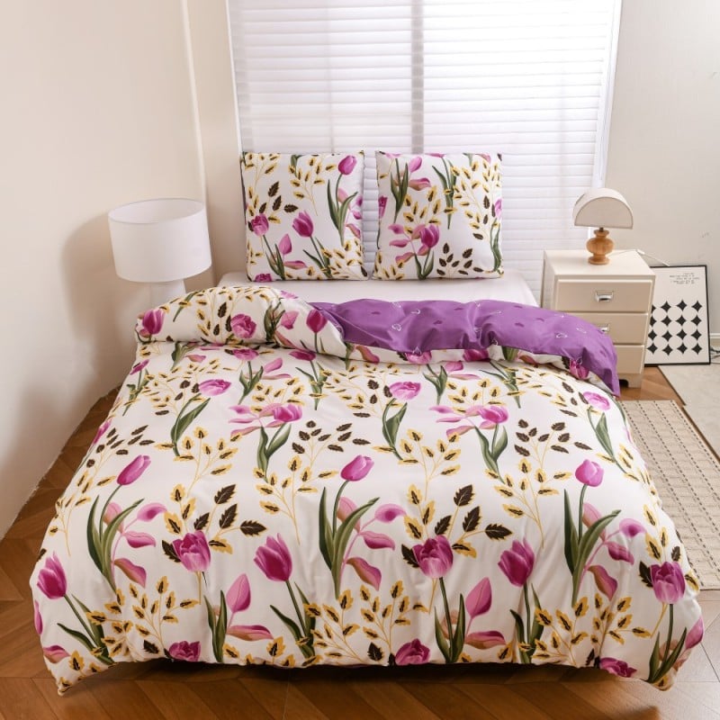 Pościel 140x200 bawełna satynowa dwustronna GierekHoff gruba 2 części GH 3136 Wiosenna Energia