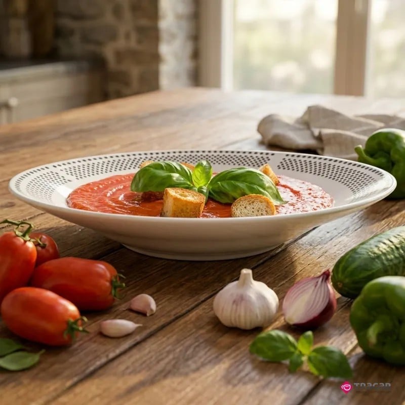 Serwis obiadowy porcelana 18 elementów Bella Fiore białe talerze dla 6 osób wzór kropki