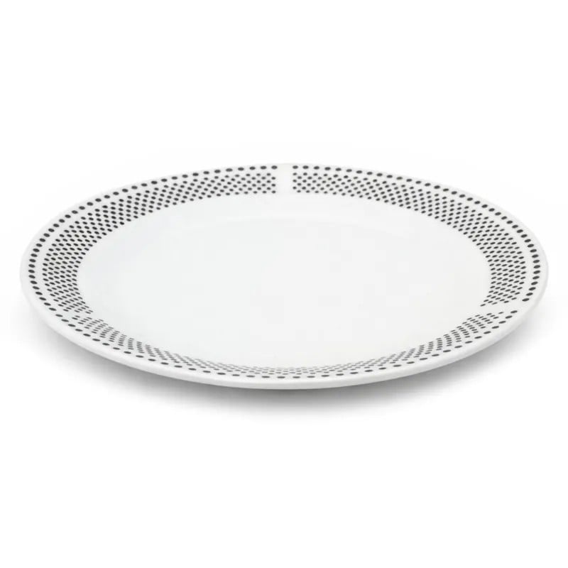 Serwis obiadowy porcelana 18 elementów Bella Fiore białe talerze dla 6 osób wzór kropki