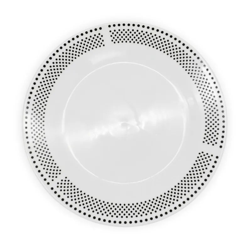 Serwis obiadowy porcelana 24 elementy Bella Fiore białe talerze miski dla 6 osób wzór kropki