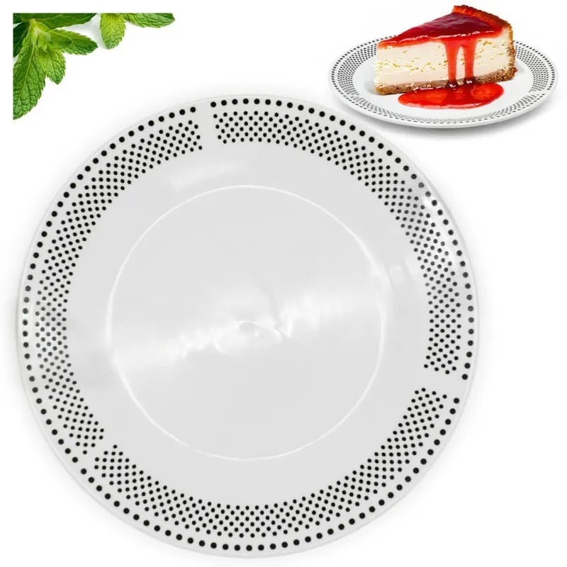 Serwis obiadowy porcelana 24 elementy Bella Fiore białe talerze miski dla 6 osób wzór kropki