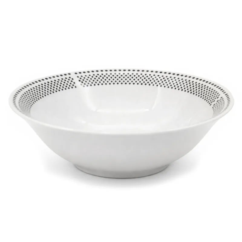 Serwis obiadowy porcelana 24 elementy Bella Fiore białe talerze miski dla 6 osób wzór kropki