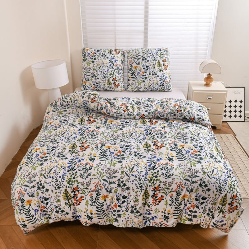 Pościel 200x220 bawełna satynowa dwustronna GierekHoff gruba 3 części GH 3141 Malarski Bukiet