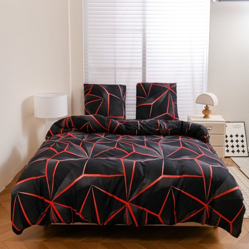 Pościel 200x220 bawełna satynowa dwustronna GierekHoff gruba 3 części GH 3142 Wulkaniczna lawa