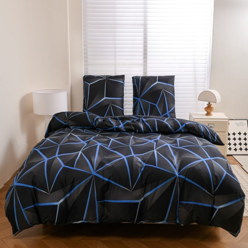 Pościel 140x200 bawełna satynowa dwustronna GierekHoff gruba 2 części GH 3144 Błękitna Otchłań