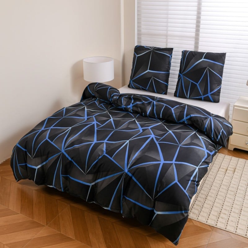 Pościel 160x200 bawełna satynowa dwustronna GierekHoff gruba 3 części GH 3144 Błękitna Otchłań