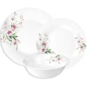 Serwis obiadowy 18 elementów GierekHoff Aura Pure białe talerze dla 6 osób wzór kwiaty storczyk GH 1217