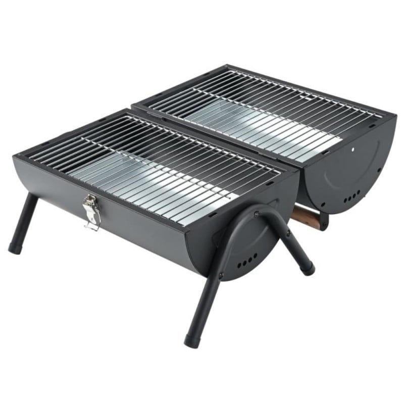 Grill węglowy ogrodowy w kształcie beczki przenośny turystyczny z rączką KINGHoff