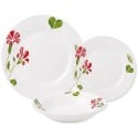 Serwis obiadowy porcelana 18 elementów Bella Fiore zestaw talerzy dla 6 osób talerze w kompozycji kwiatowej