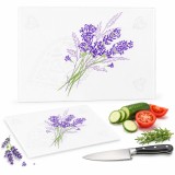 Deska do krojenia patera prostokątna 40x30 cm szklana deska do serwowania clara lavender heart
