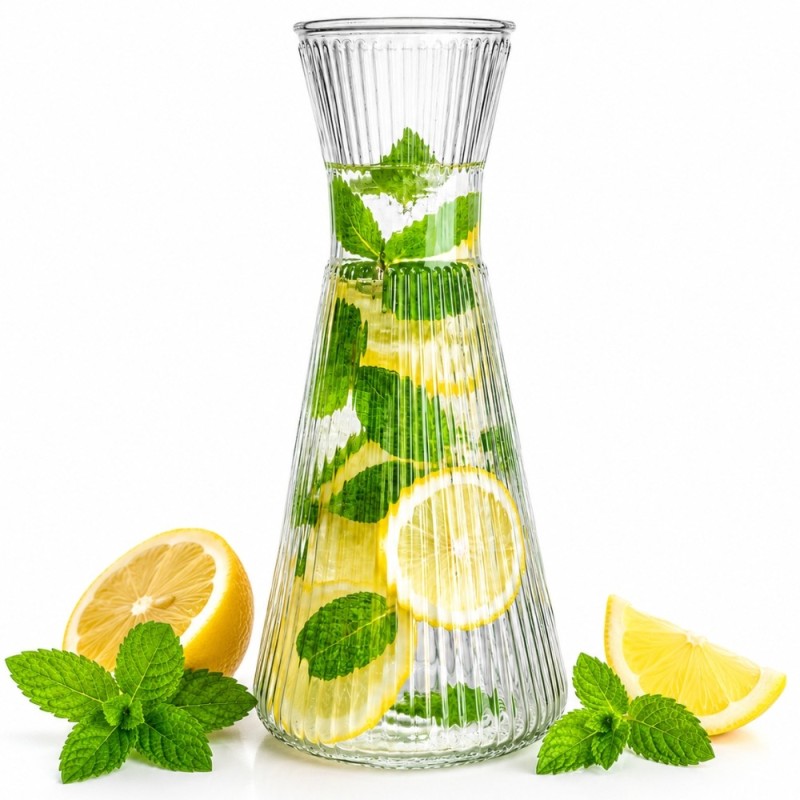 Karafka szklana 1000 ml do wody lemoniady szkło ryflowane Tragar