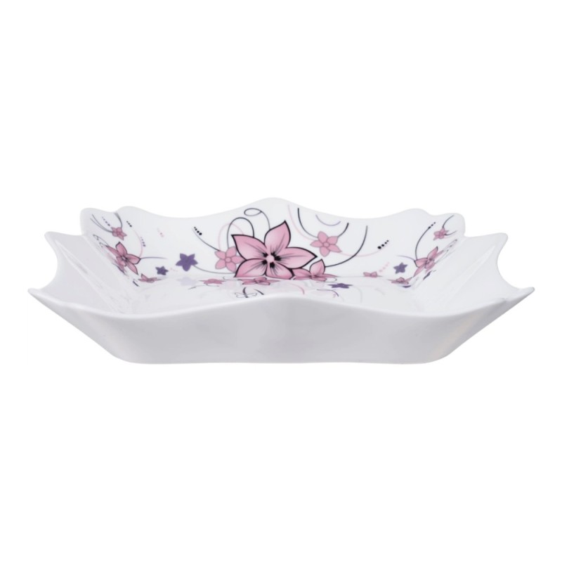 Elegancki zestaw obiadowo-kawowy 58 el. GierekHoff czarno-biały w kwiatowy wzór K-15009-4