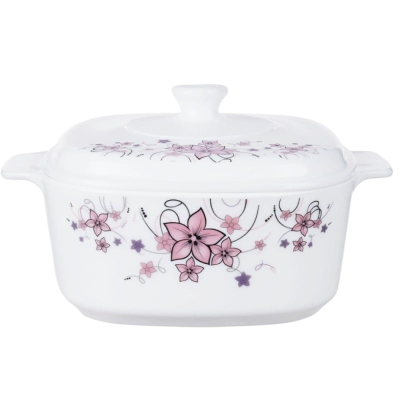Elegancki zestaw obiadowo-kawowy 58 el. GierekHoff czarno-biały w kwiatowy wzór K-15009-4