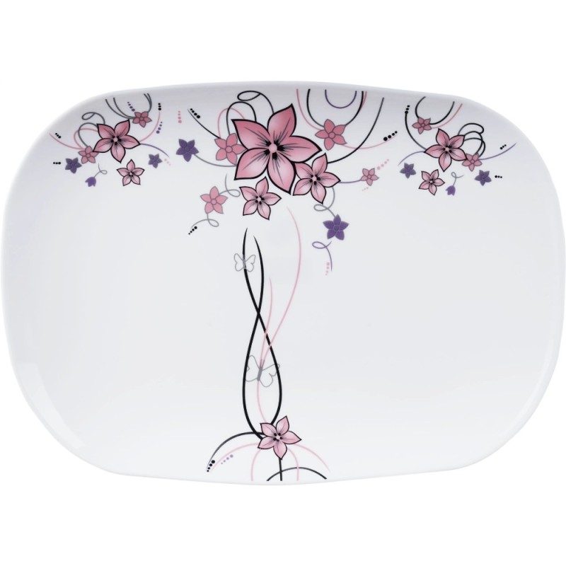 Elegancki zestaw obiadowo-kawowy 58 el. GierekHoff czarno-biały w kwiatowy wzór K-15009-4