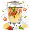 Słój szklany z kranikiem 3,3 L z czarnym stojakiem do lemoniady napojów wody Tragar