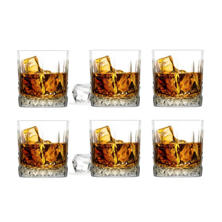 Zestaw do whisky karafka szklana 850 ml i 6 grubych szklanek 280 ml GierekHoff Royal Diamond