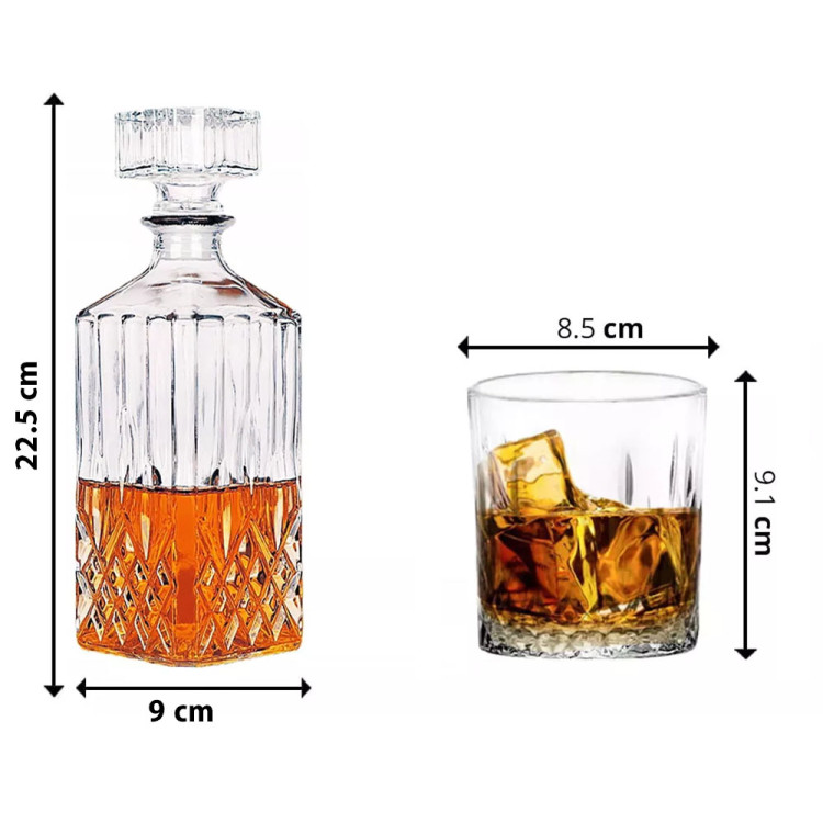 Zestaw do whisky karafka szklana 850 ml i 6 grubych szklanek 280 ml GierekHoff Royal Diamond