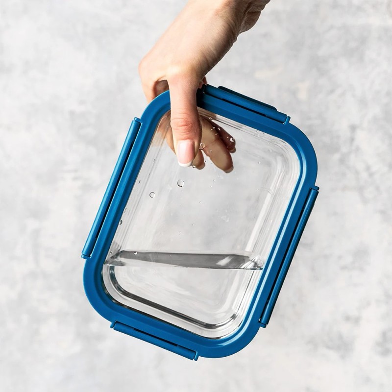 Zestaw 3 pojemników szklanych lunchbox GierekHoff Corio Glass żaroodporne hermetyczne prostokątne GH 1117