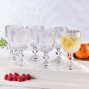 Szklanki na nóżce 370 ml duże Altom Design Selena szklany kubek ryflowany do kawy herbaty drinków deserów