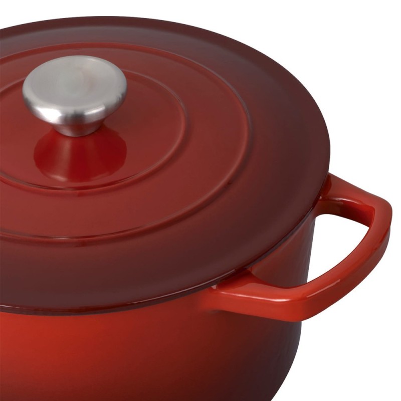 Garnek żeliwny emaliowany 4 L GierekHoff Żeliwna Tradycja kociołek czerwony 22 cm GH 6003