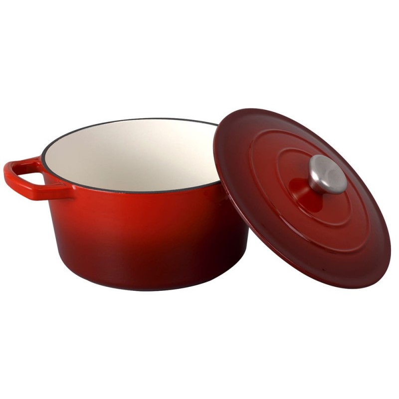 Garnek żeliwny emaliowany 4 L GierekHoff Żeliwna Tradycja kociołek czerwony 22 cm GH 6003
