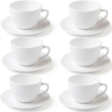 Zestaw 6 filiżanek 250 ml ze spodkami GierekHoff Lumiere dla 6 osób białe GH 1245
