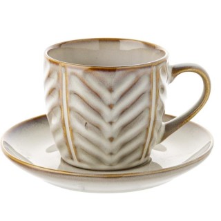 Filiżanka ze spodkiem do kawy i herbaty 250 ml szklana LEHTI BEIGE