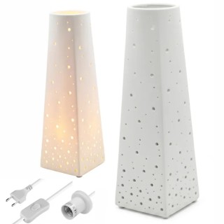 Lampka nocna ceramiczna 28CM porcelana ozdoba biała nowoczesna Tragar