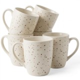 Kubki porcelanowe 430 ml komplet 6 kubków Hello Sand beżowe nakrapiane