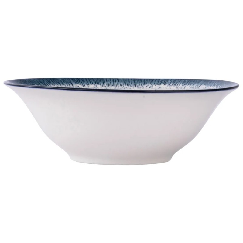 Serwis obiadowy porcelana 18 elementów Atom Hello Blue talerze dla 6 osób granatowe nakrapiane