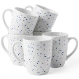 Kubki porcelanowe 430 ml komplet 6 kubków Hello Blue niebieskie nakrapiane