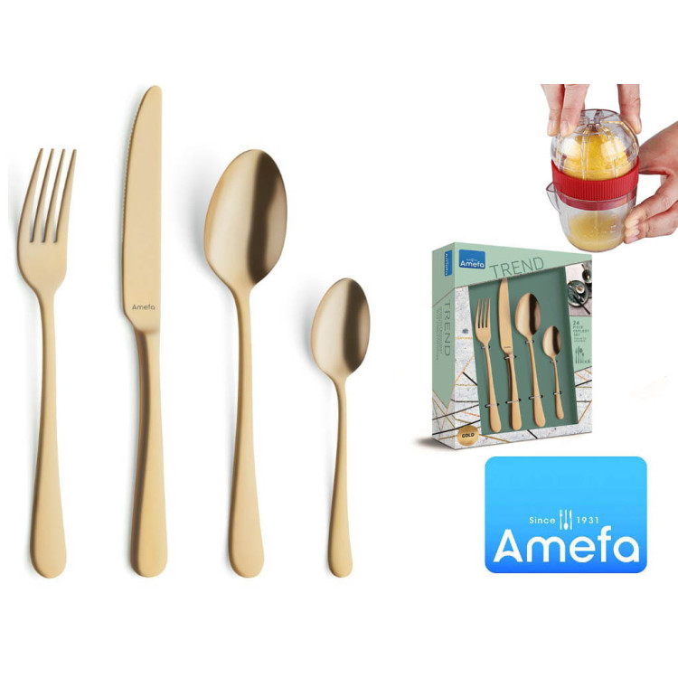 Zestaw sztućców Amefa 1410 Trend 24 sztuki komplet dla 6 osób złoto Zestaw sztućców Amefa 1410 Trend 24 sztuki komplet dla 6 osób złoto