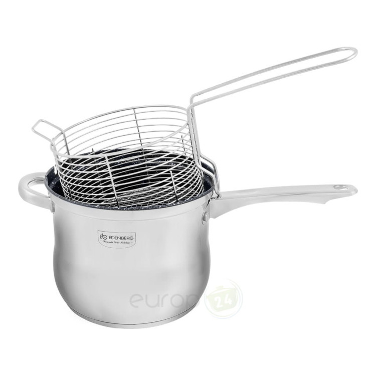 Garnek stalowy marmur Edenberg EB 1510 rondel z sitkiem do szparagów frytek makaronu Garnek stalowy marmur Edenberg EB 1510 rondel z sitkiem do szparagów frytek makaronu
